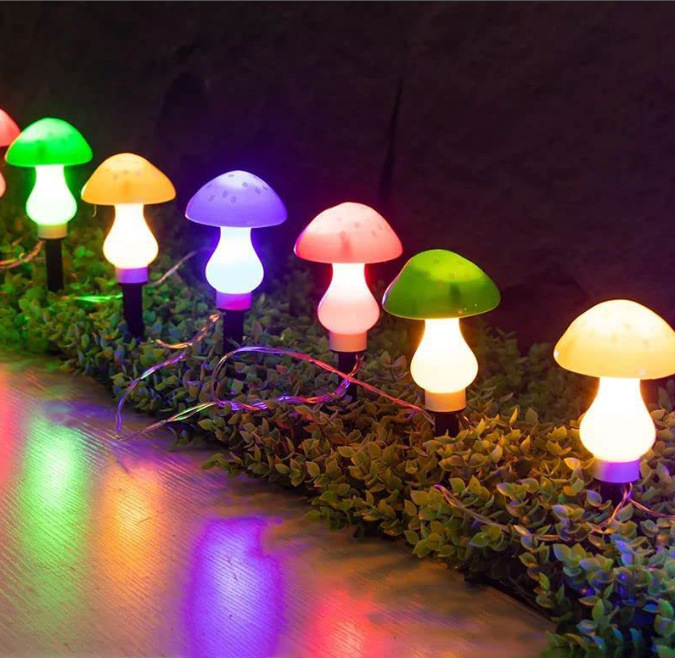 Solar Powered Mushroom String Lights, Waterproof Outdoor Garden Decoration, LED Landscape Lighting For Patio, Yard, Camping, Christmas_voghion.com