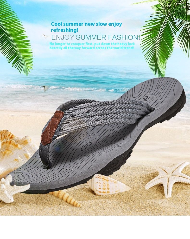 Men's flops summer, new casual flip flops, men's for external wear, anti slip beach sandals_voghion.com
