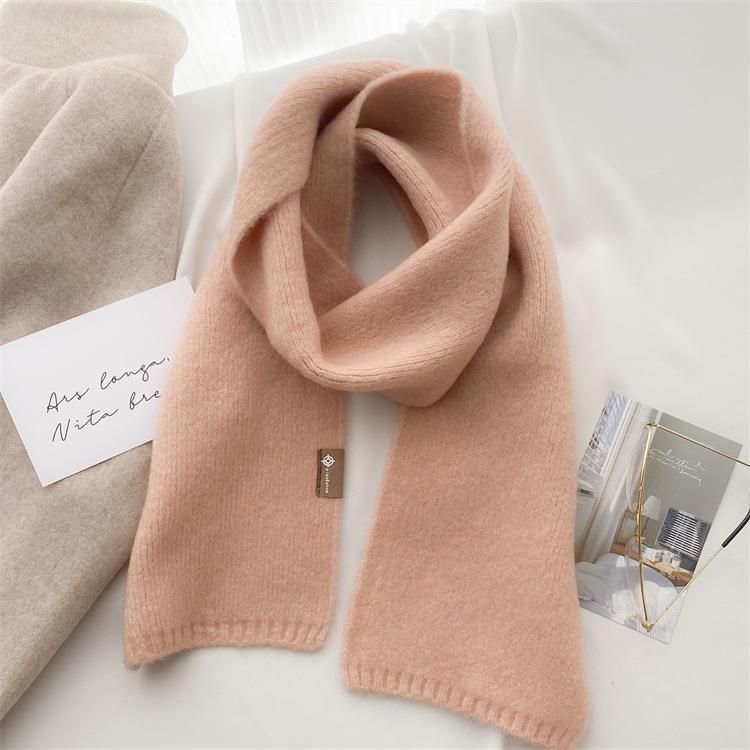 2025 New Trendy And Easy To Match Small Scarf Women's Autumn And Winter Soft Waxy Knitted Imitation Cashmere Neck Protection Scarf_voghion.com