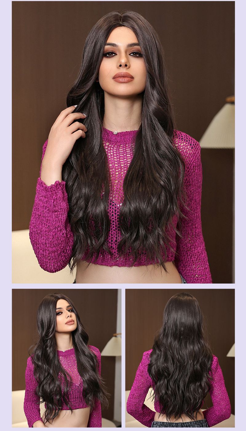 Parūka sieviešu garie, cirtainie mati ar lieliem viļņiem, dabīga ķīmiskā šķiedra, pilna galvas pārsegs_voghion.com