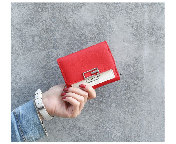 Contrast Color Versatile Small Fresh Wallet Women's Short Buckle Fashion Mini Coin Purse_voghion.com