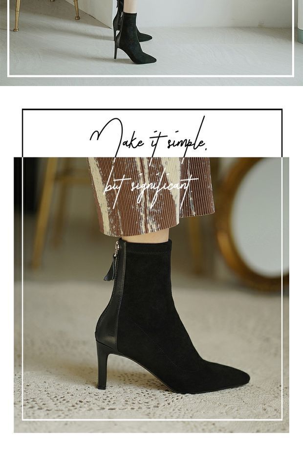 Kurze stiefel frauen neue winter mode schlanke stiefel lässig spitz high heel Martin stiefel_voghion.com