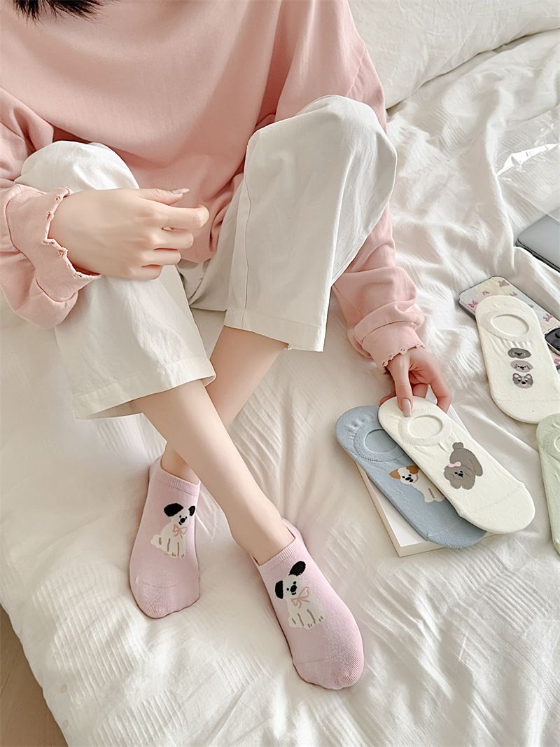 Women's & Men's Cotton No Show Socks With Cute Animal Patterns, Seamless Comfort, Breathable & Anti-Slip For Daily Wear_voghion.com