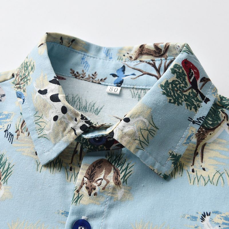 Abbigliamento per bambini estate nuovi ragazzi stampa animalier maglietta a maniche corte pantaloncini stile casual due pezzi vestito per bambini_voghion.com