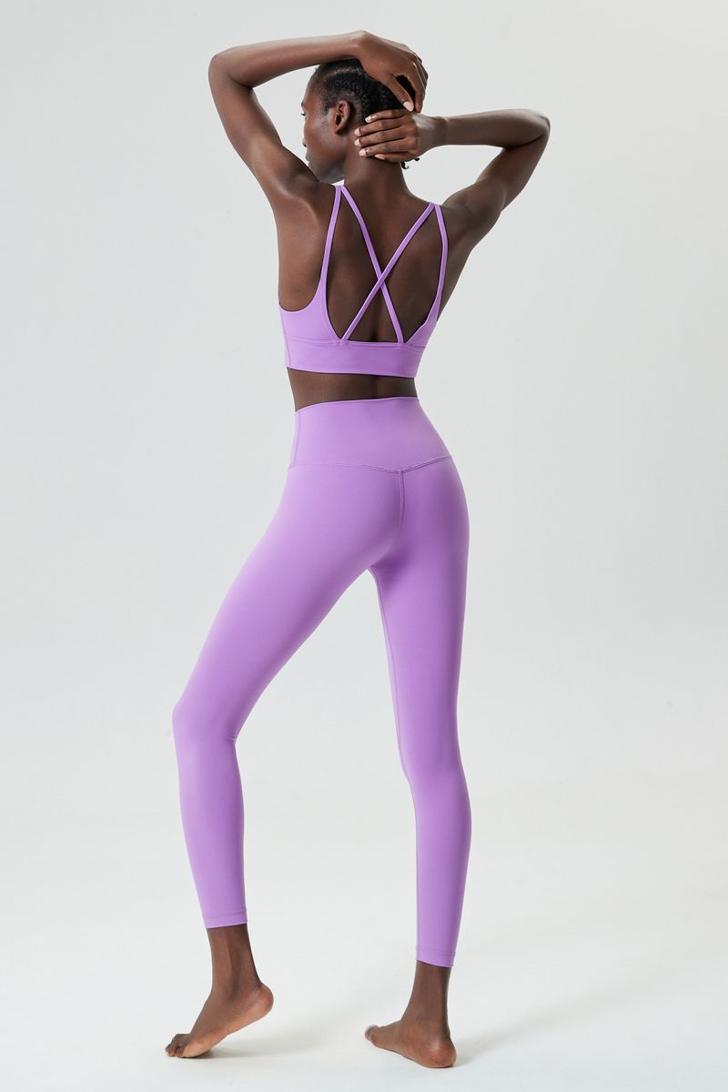 Nude Yoga-Anzug für Damen in Übergröße, schöner Rücken, enge Basisschicht, Laufsport, Fitness, Tanz, zweiteiliges Set_voghion.com