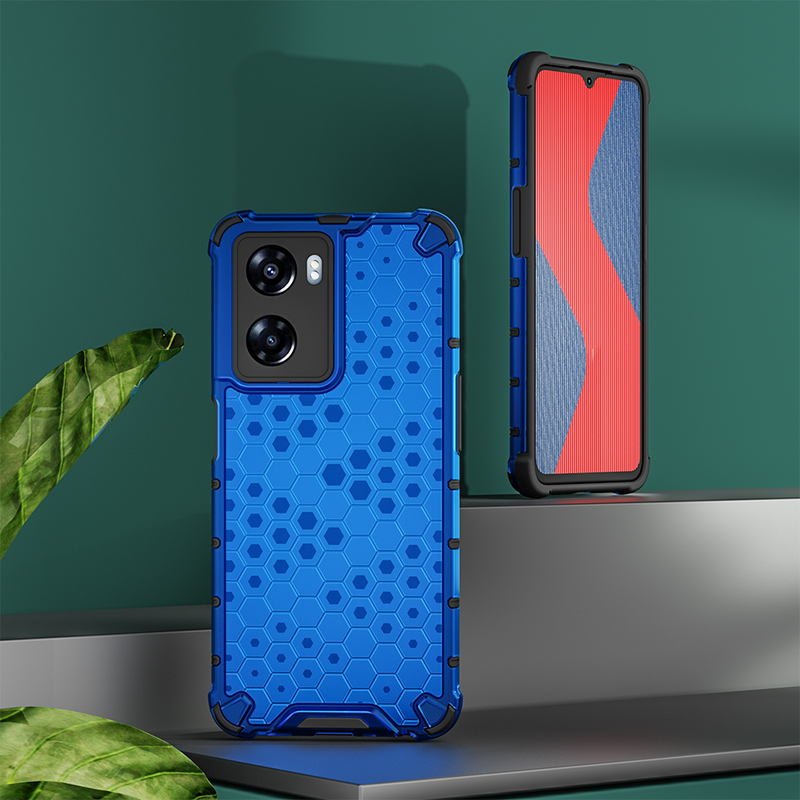 KEYSION Shockproof Armor Case for OPPO A77 5G Silicone+PC Transparent Honeycomb Phone Back Cover for Realme Narzo 50 5G _voghion.com
