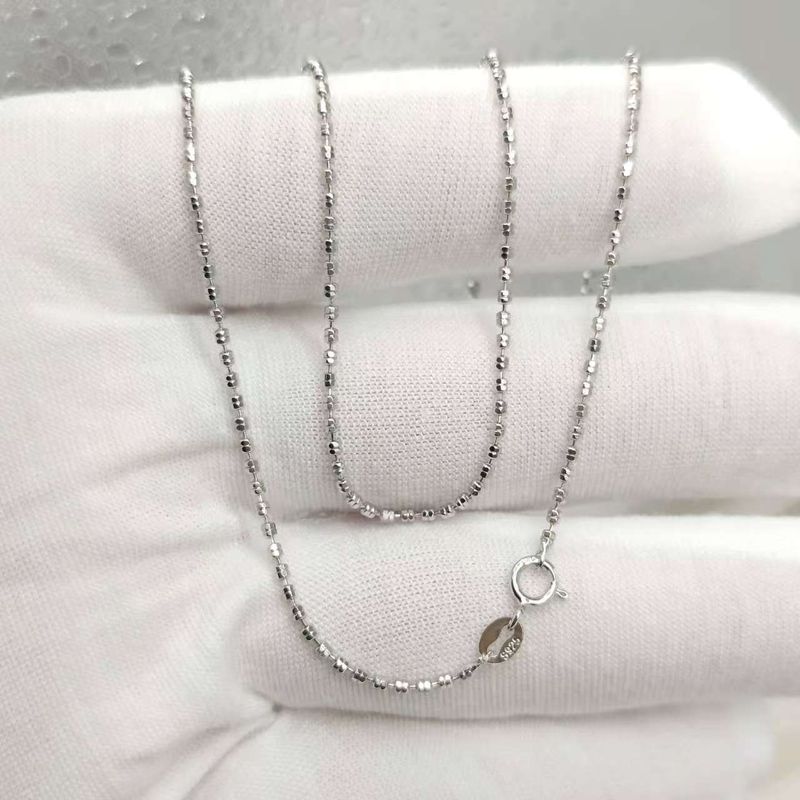 Collana con doppio flash da donna, design a nicchia sottile, catena di perline rotonde lunghe in argento di alta qualità_voghion.com