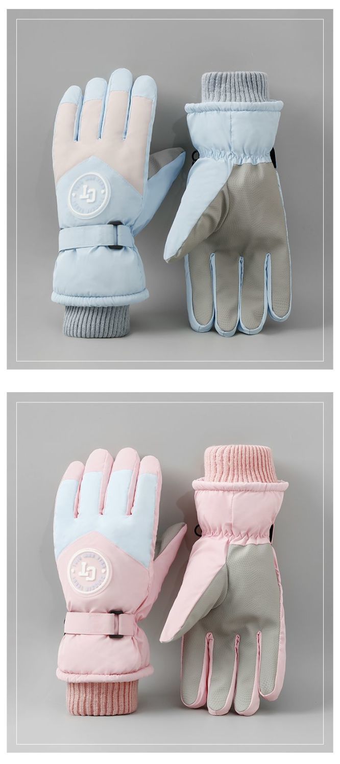 Women's Ski Winter Fleece Lined Thickened Snow Play Waterproof Warm Cycling Electric Bike Touchscreen Non-Slip Cotton_voghion.com
