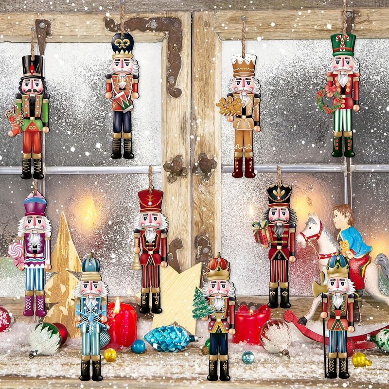 12pcs Wooden Christmas Nutcracker Soldier Pendant Xmas Tree Hanging Drop Ornaments Navidad Decoration For Home New Year Gift_voghion.com