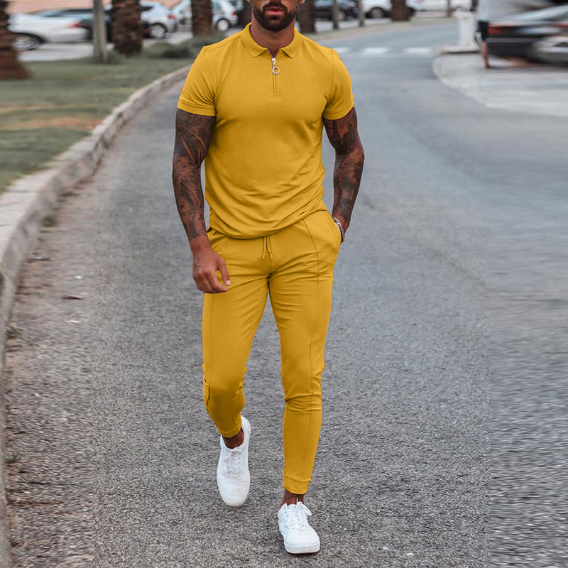 Herrenbekleidung zweiteilige kurzärmelige Hose für Herren, stilvolle, lässige, mehrfarbige Mode, Sommerkleid, einteiliger Ersatz_voghion.com