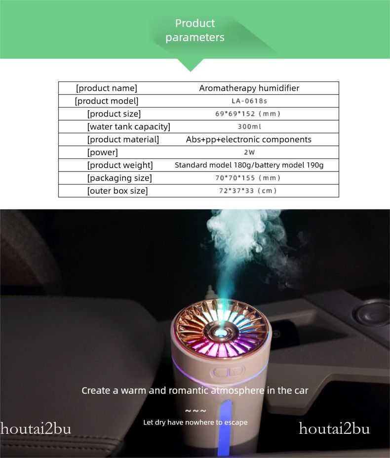 Phantom Cup Humidifier, USB Aromatherapy Diffuser With 7-Color Light, Large Spray For Car & Desktop_voghion.com