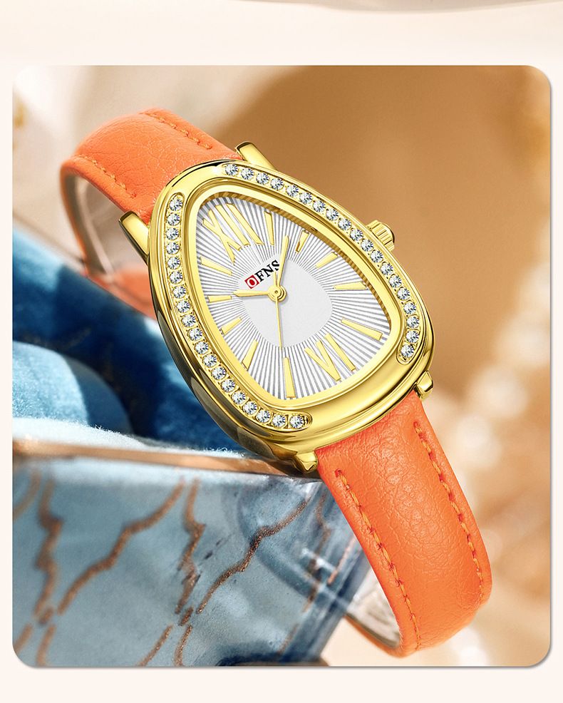 Orologio da donna elegante con design a testa di serpente - Stile business minimalista, lunetta impreziosita da cristalli, cinturino in pelle, movimento al quarzo_voghion.com