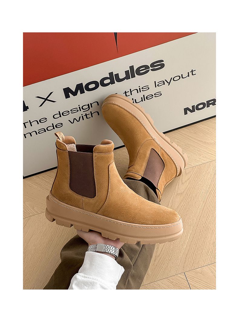 Couple Casual Chelsea Boots Thick-soled Height Increasing Tooling Boots Sleeve Martin Boots_voghion.com