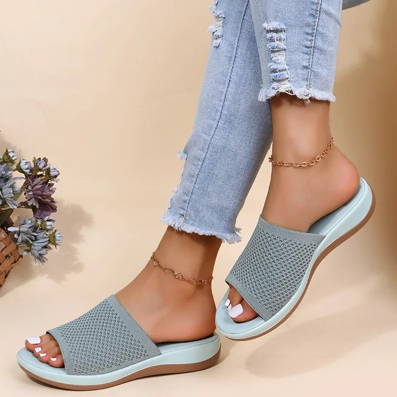Elastic Force Shoes Women Flat Casual Indoor Outdoor Slipper Summer Sandals For Beach Zapatos Mujer_voghion.com