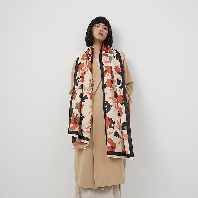 Elegante en modieuze bedrukte kasjmier dames kantoor airconditioning sjaal, beenbedekking, deken, slaapzaal_voghion.com