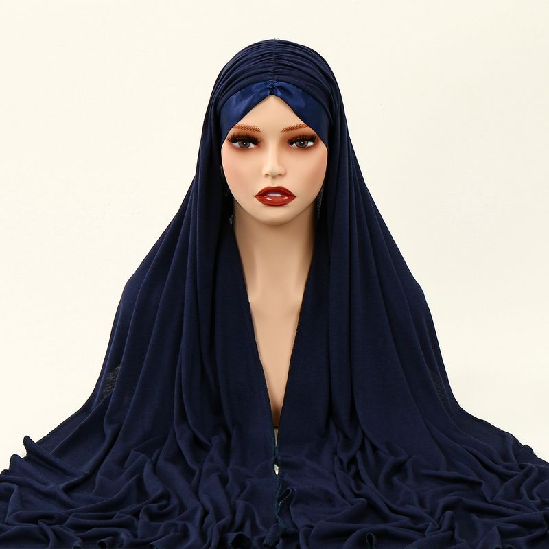 Sciarpe da donna, sciarpa lunga in cotone mercerizzato con cravatta plissettata, foulard coordinato per donna, Medio Oriente, Dubai_voghion.com