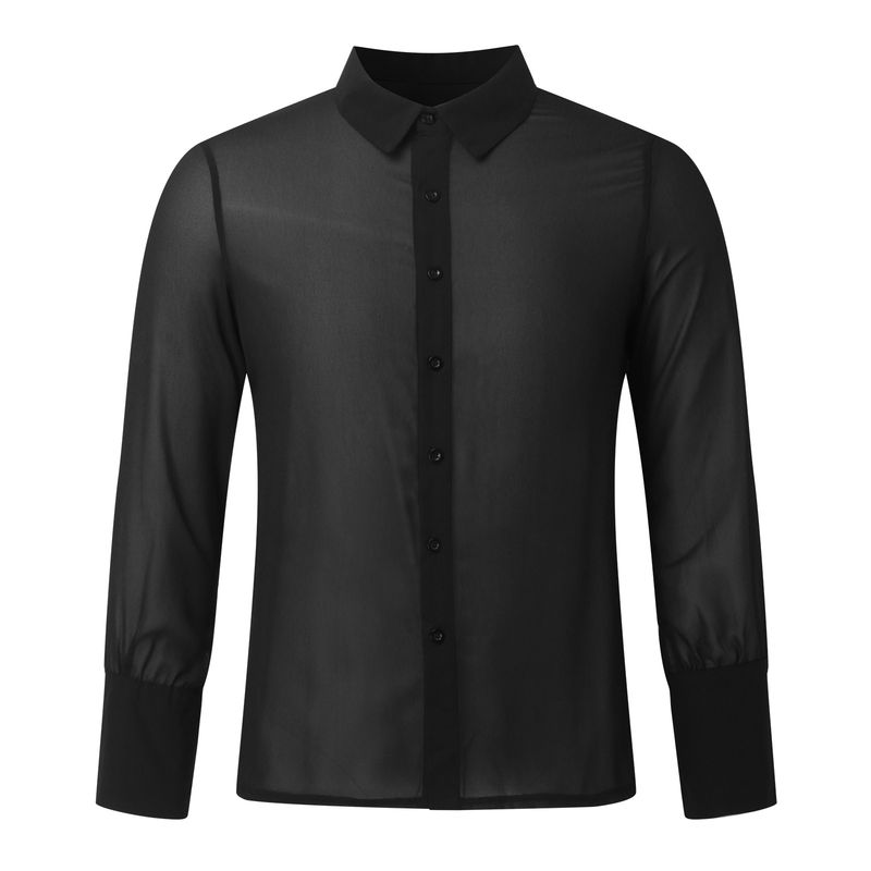 Primavera 2025, nuova camicia casual sottile da uomo con maglia fitta, personalizzata, a maniche lunghe e trasparenti._voghion.com