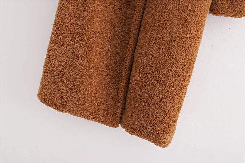 Cappotto di pelliccia di agnello largo alla moda da donna, cappotto di pelliccia Teddy con scollo a V grande, lunghezza media_voghion.com