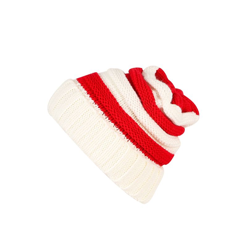 Weihnachten gestrickte warme Haarball Mama Baby Eltern-Kind-Party zweifarbige Mütze_voghion.com