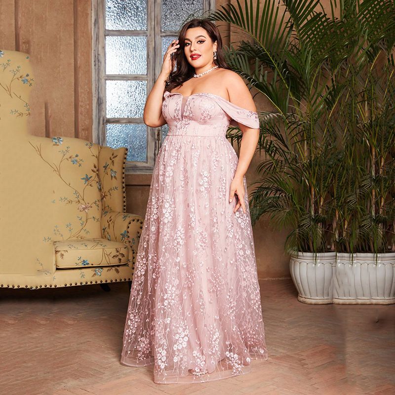 Elegant French Pink Evening Gown For Women – Plus Size Formal Dress For Prom, Hostess & Special Occasions_voghion.com