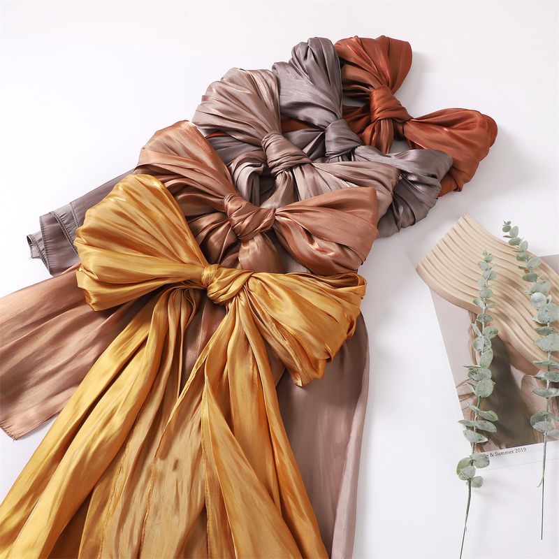 Unisex Solid color soft shimmering satin scarf women's scarf sunblock shawl Muslim_voghion.com