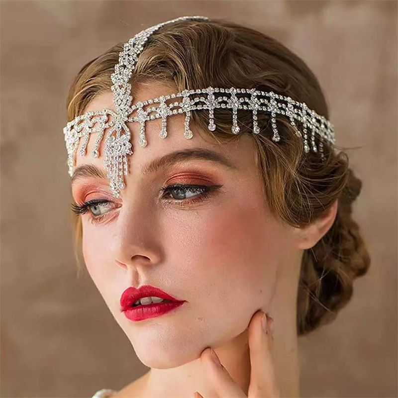 Modische zubehör voller tröpfchen quaste haar Gothic wasser diamant stirn Haar kette_voghion.com