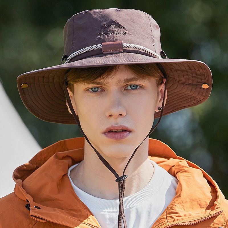 Neuheiten Outdoor-Eimer für Männer Frauen Breite Krempe Angeln Wandern Boonie Anti UV Sonnenkappe Faltbarer Klettern Jagd Fischerhut_voghion.com