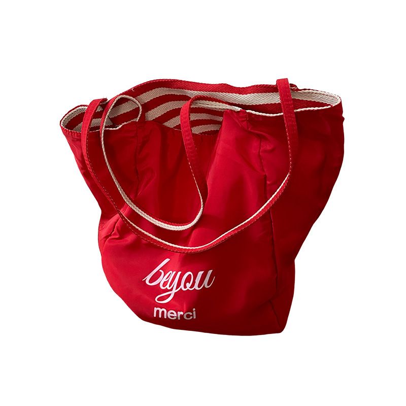 Sac fourre-tout en toile rouge style coréen pour femmes, nouveau sac fourre-tout à bandoulière double face de grande capacité pour les déplacements quotidiens, 2025_voghion.com
