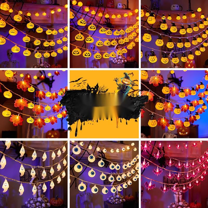 Halloween LED Pumpkin Ghost Eye Bat Small Colorful String Atmosphere Decoration Lights_voghion.com