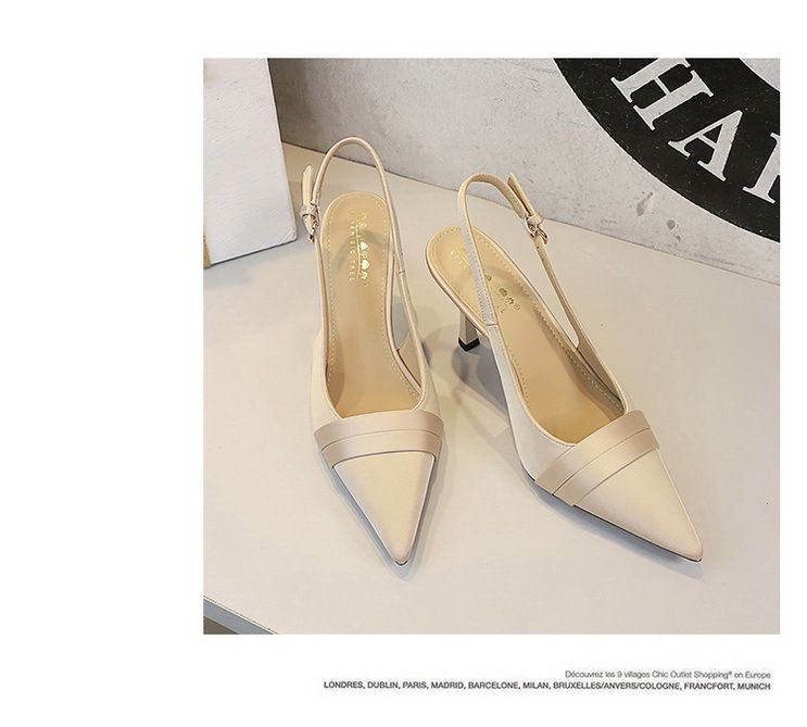 Pointed Satin Stiletto High Heels Hollowed-out Back Strap Sandals_voghion.com