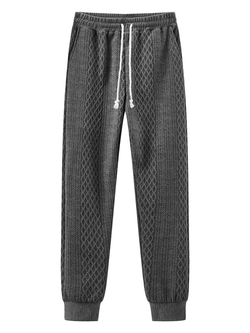 Completo casual da uomo con felpa con cappuccio e pantaloni da jogging con stampa jacquard - Comodo pullover a maniche lunghe e pantaloni larghi per sport e tempo libero_voghion.com