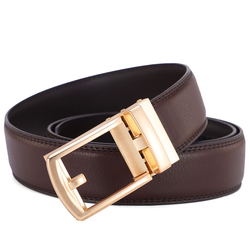 2024 New Fashion Versatile Leather Belt Men's Automatic Buckle Belt Cowhide Belt False Needle Buckle Belt_voghion.com
