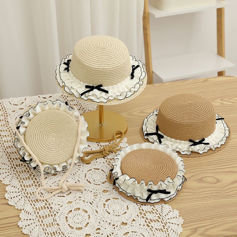 Borsa carina per bambini estivi nuovi set di due pezzi parasole cappello di paglia a sommità piatta per ragazza da sole_voghion.com