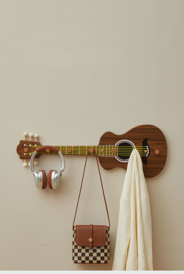 Creative Entryway Guitar Hook Personalized Decorative Wall Hanging Hallway Storage Rack 2326_voghion.com