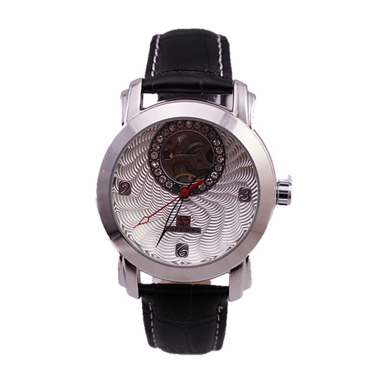 winner automatic mechanical leather strap stainless steel case and bottom cover spot wholesale_voghion.com