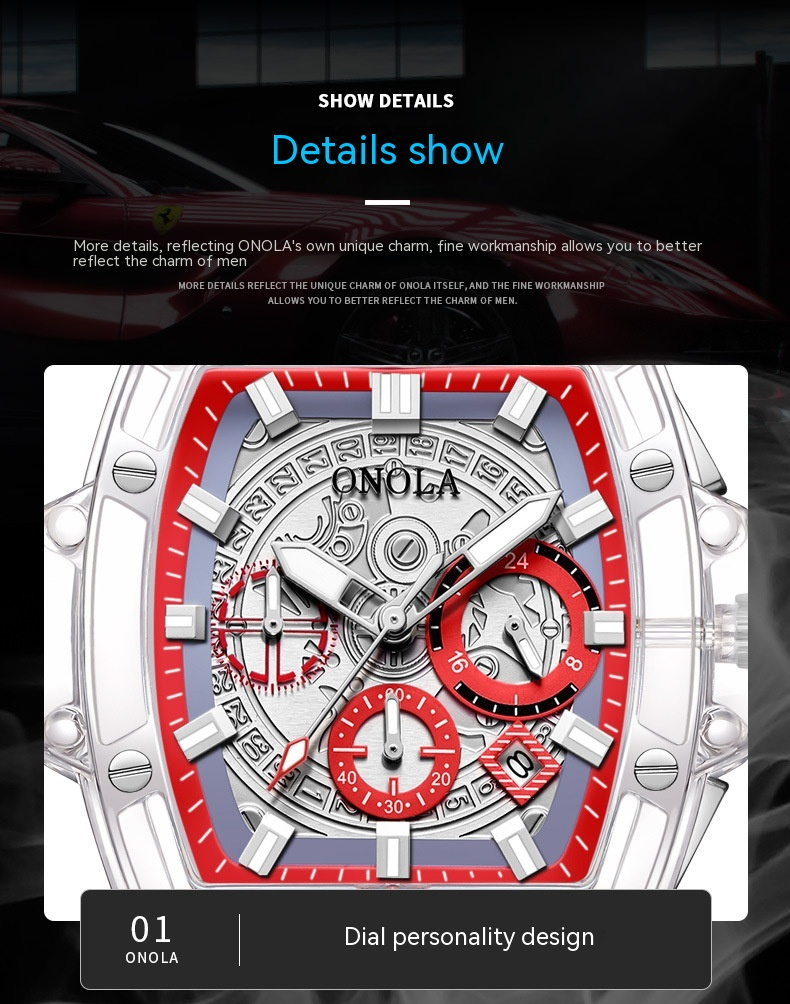 Nuovo orologio ONOLA Moda Nuova custodia trasparente Orologio da uomo impermeabile multifunzionale con luce notturna Popolare per le donne_voghion.com