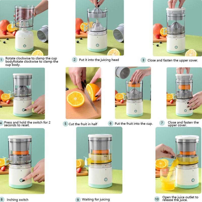 1PC Electric Juicer Orange Juice Juicer USB Rechargeable Citrus Lemon Juicer Wireless Fruit Blender Automatic Fresh Juicer_voghion.com