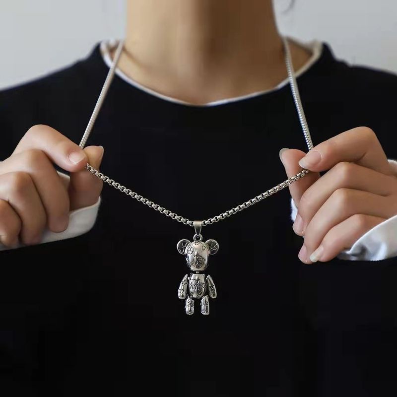 Actionable Violent Bear Titanium Steel Necklace Hip Hop Men's Trendy Punk Couple Sweater Chain Women's Crowd Hoodie_voghion.com