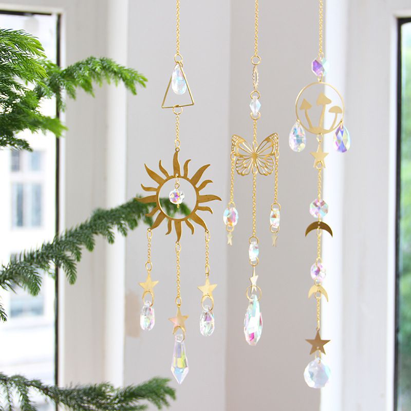 Crystal Pendant Moon Star Ornament Hanging Decorative Wind Chime_voghion.com