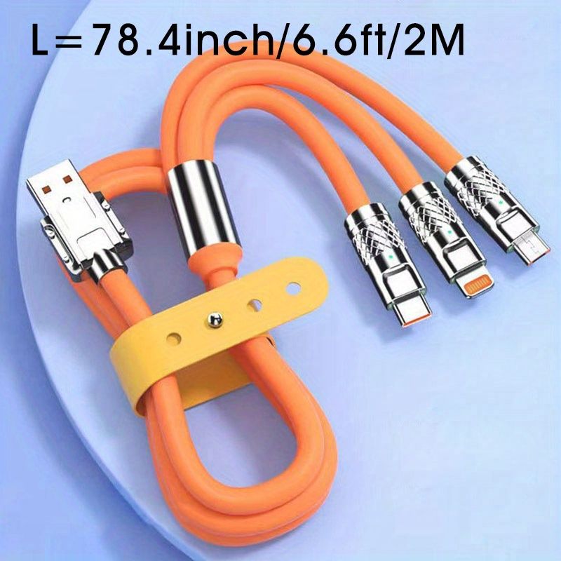 120W 3-in-1 Multi Super Fast Charging Cable 3.9ft Universal Multiple Charging Cord Type C/Micro USB/for Apple (Charging Only)_voghion.com