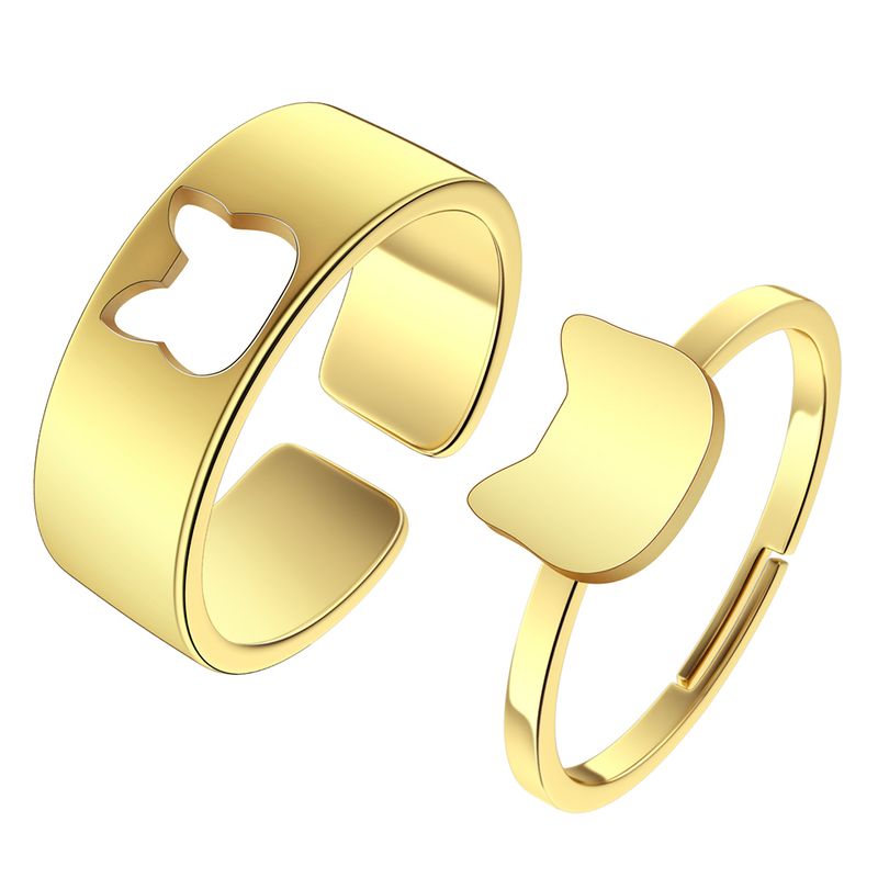 Heiße Verkäufe 2 Stück Katzenset Paare passende Ringe ihn für sie süßes Kätzchen Jubiläum zierliche Stapelring Paar Geschenk_voghion.com