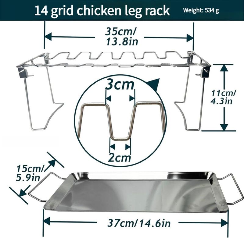 Faltbare Edelstahl Bein Rack 14 Grids BBQ Grill Outdoor Tragbare Basis Tablett Huhn Röster_voghion.com