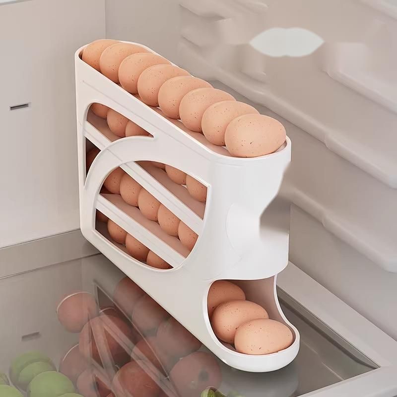 New Slide 4-Layer Storage Box Refrigerator Side Door Large Capacity Automatic Egg Roller_voghion.com