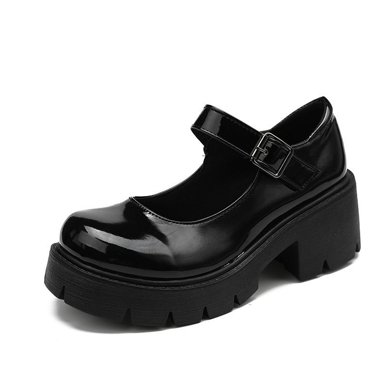Oversized New Mary Jane Thick Sole JK Uniform Single Shoe High Heels Women's English Style Small Leather Shoes_voghion.com