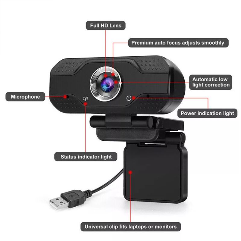 1080P HD Web Camera With Universal Clips Fits Laptops Desktops LCD Monitors Webcam Full HD Microphone_voghion.com