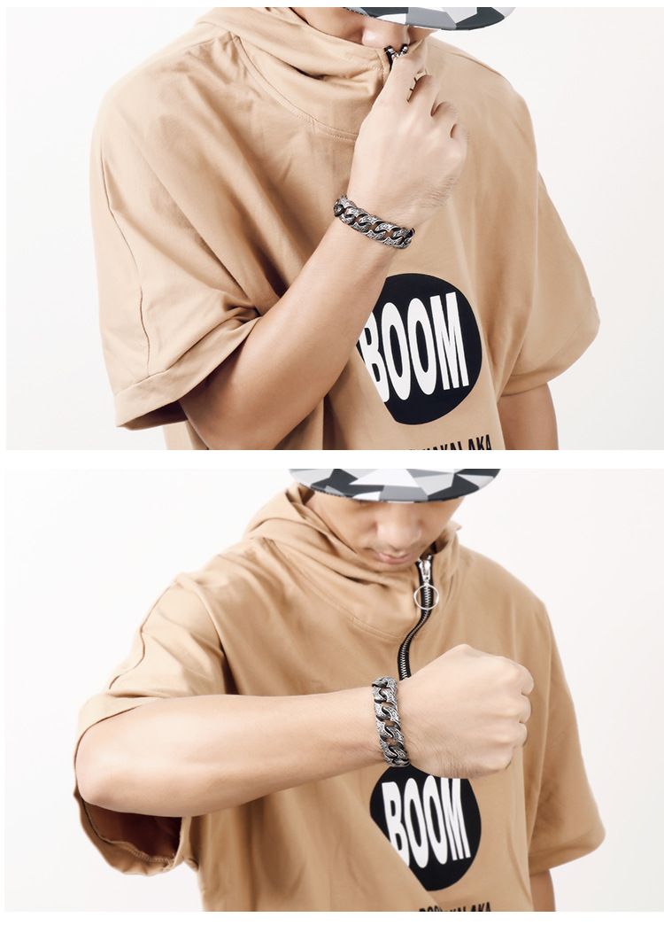 Men's Jewelry Titanium Steel Multi Ring Interlocking Pattern Bracelet Fashionable Men's Stainless Steel Bracelet_voghion.com