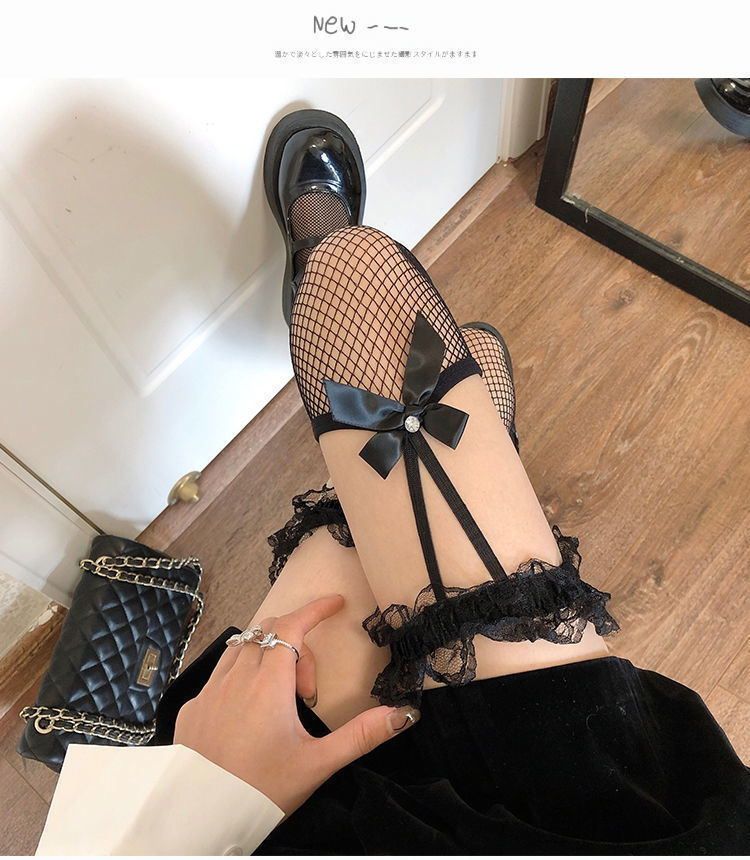 2025d Fischnetz für Frauen Sommer dünne Spitzenbesatz Strumpfhalter Oberschenkelhohe Strümpfe Trendy Slim Fit Sexy Style_voghion.com