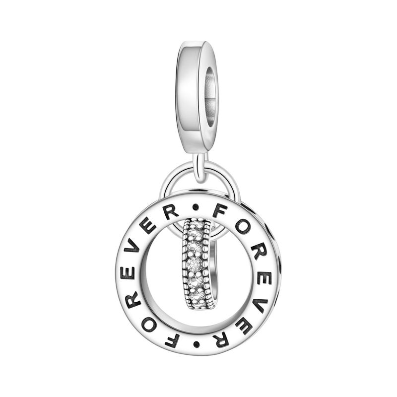 Gioielli da donna FOREVER Love Color Zirconio Fibbia di posizionamento Ciondolo Perline Gioielli fai da te Bracciale Accessori Rame Argento_voghion.com