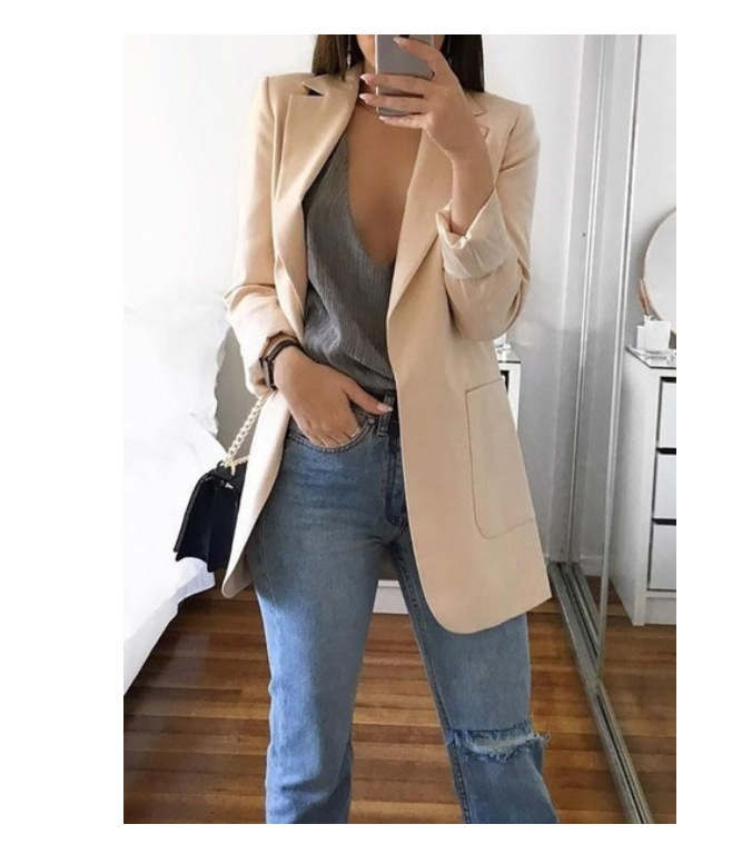 Dammode casual kostym lapel slim cardigan stil kostymjacka_voghion.com