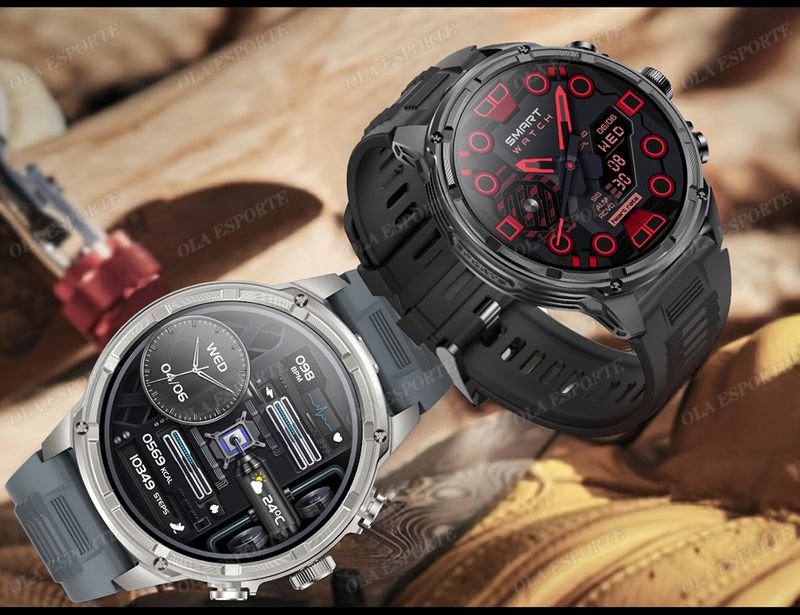 Montre connectée militaire pour hommes, 710 mAh, pour l'extérieur, GPS, boussole, fréquence cardiaque, lampe de poche LED, appels Bluetooth, sport_voghion.com